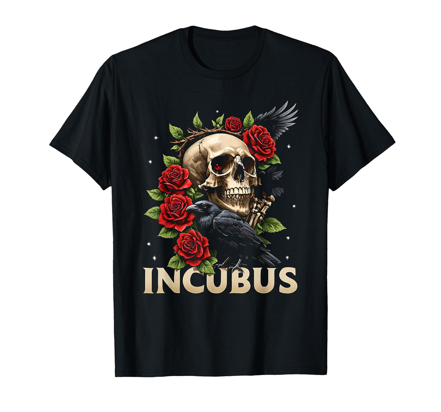 Incubus Crow Left Skull Flower Halloween Costume T-Shirt