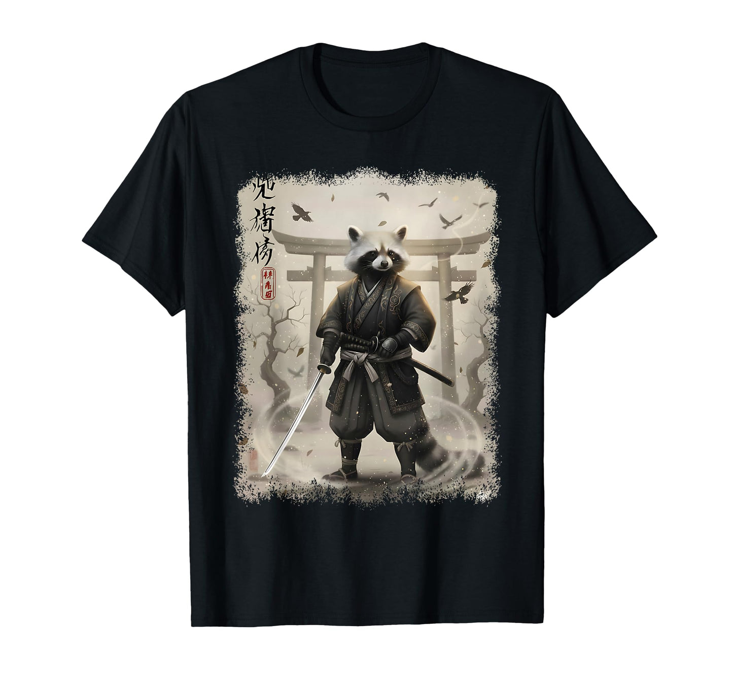Samurai Raccoon | Vintage Anime Japanese Warrior Art T-Shirt