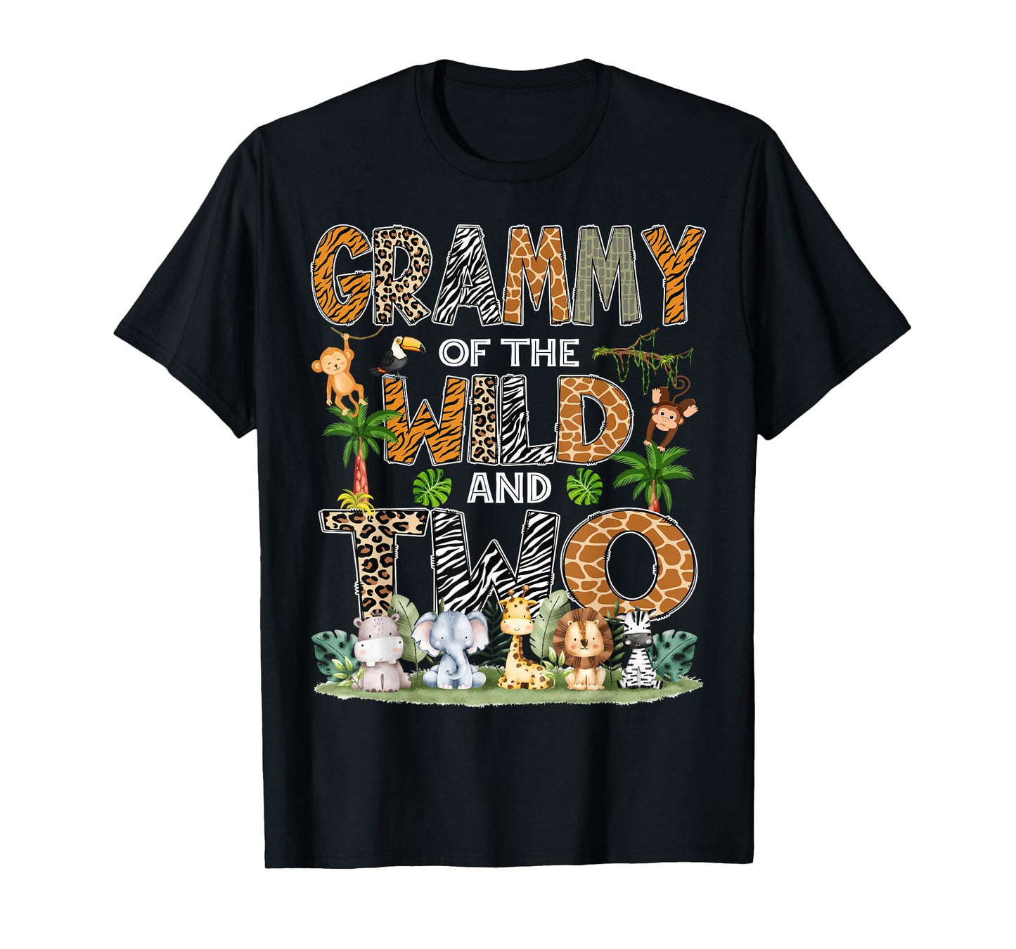 Grammy Of The Wild And Two Zoo Safari Jungle Birthday T-Shirt