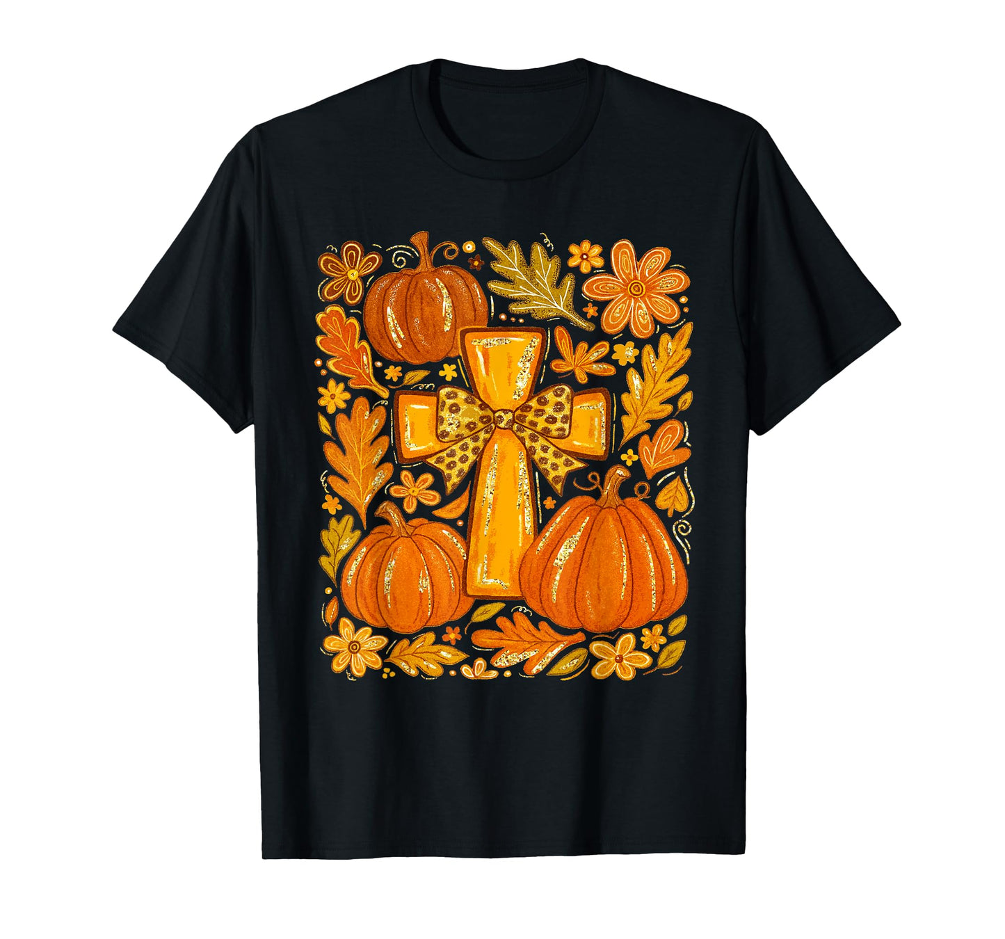 Cute Fall For Jesus He Never Leaves Christian Autumn Pumpkin T-Shirt