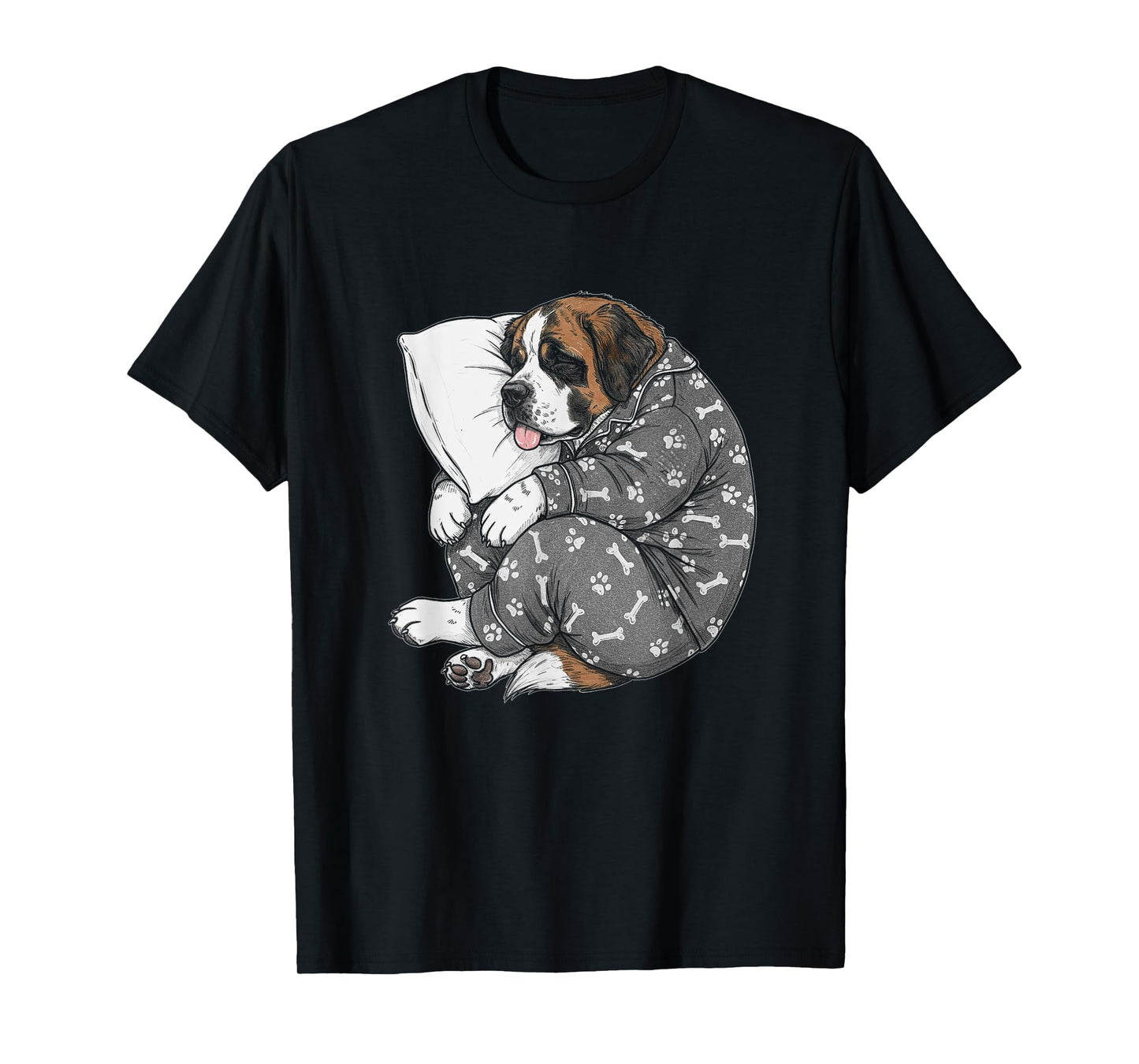 Funny Sleepy Saint Bernard Pajama Men Women Kids T-Shirt