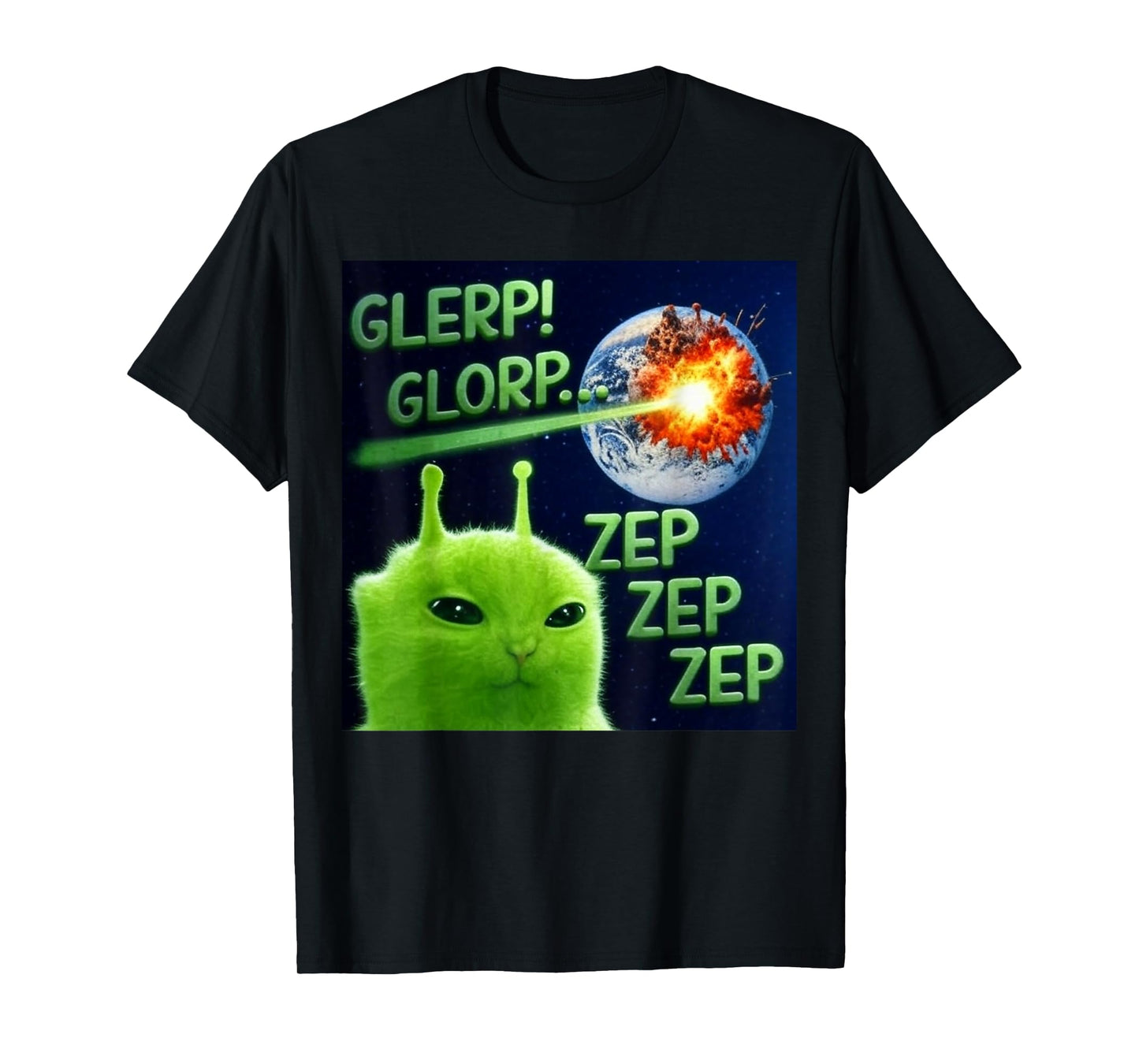 Alien Cat Zep Zep Funny Space Meme for girls women boys men T-Shirt