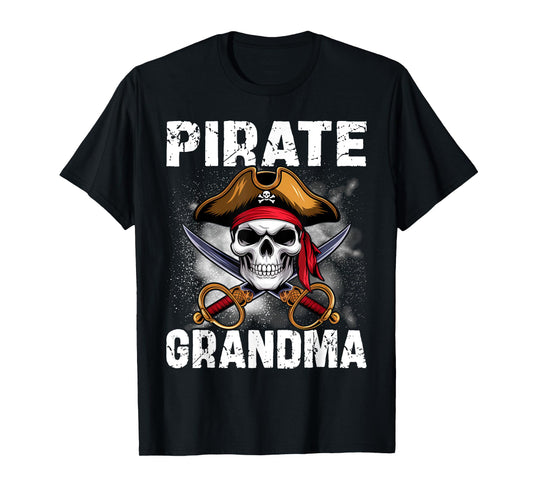 Family Skull Pirate Grandma Jolly Roger Crossbones Flag T-Shirt