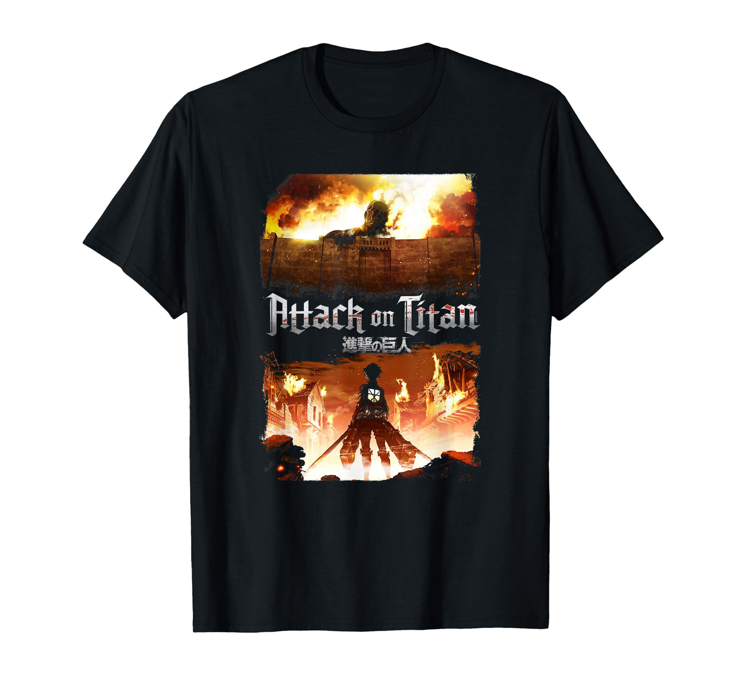 Attack on Titan Key Art Flaming Attack Scene AOT Anime T-Shirt