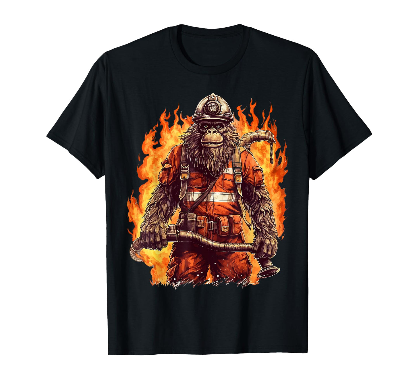 Fire Brigade Bigfoot Fireman Firefighter Bigfoot Sasquatch T-Shirt