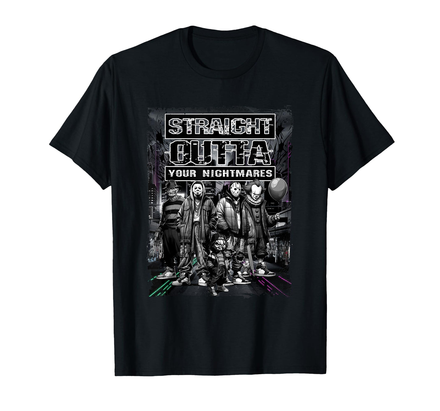 Vintage Horror Halloween Scary Straight outta nightmare lb51 T-Shirt