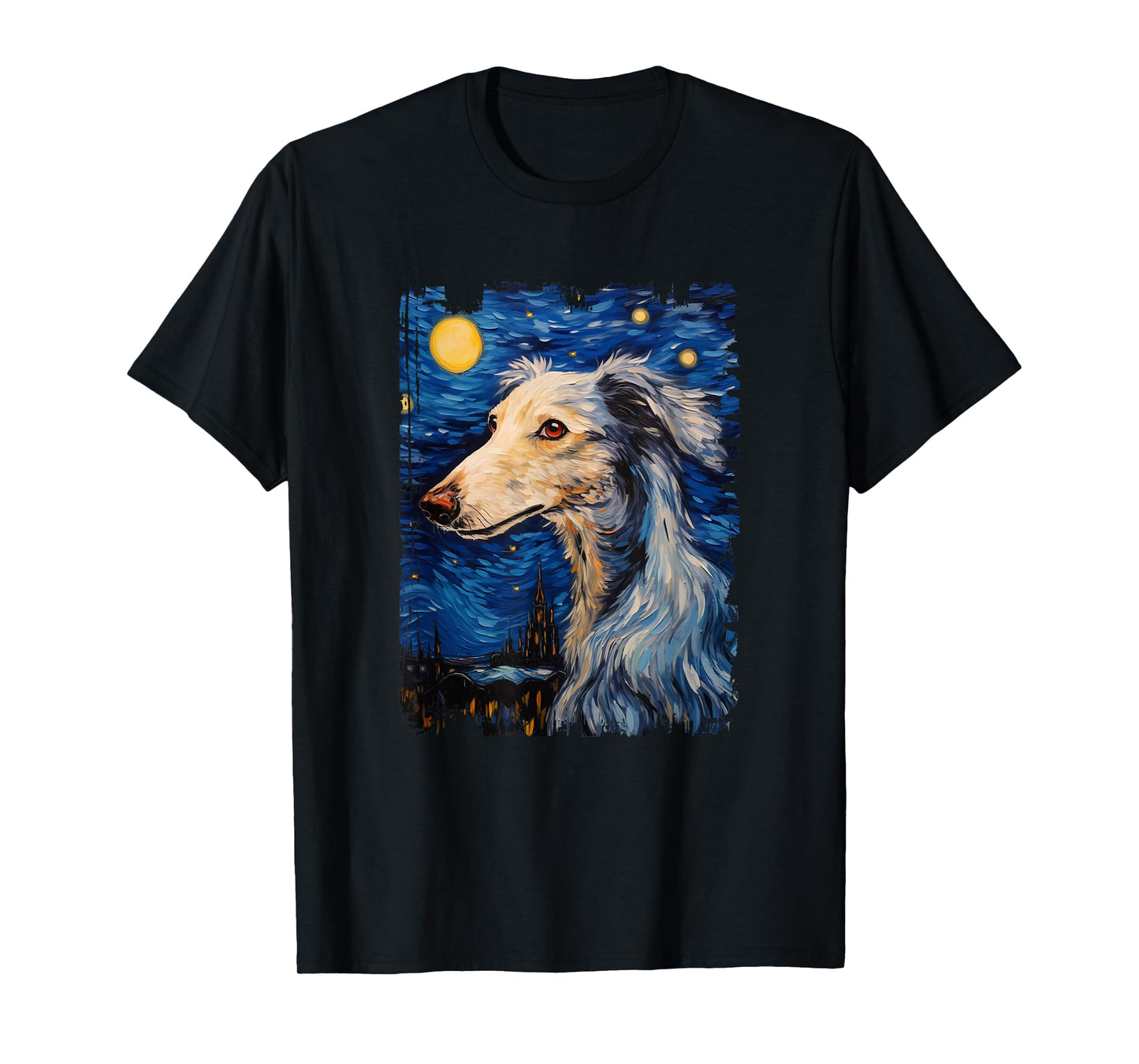 Silken Windhound Dog Starry Night Painting Dog Mom Dad T-Shirt