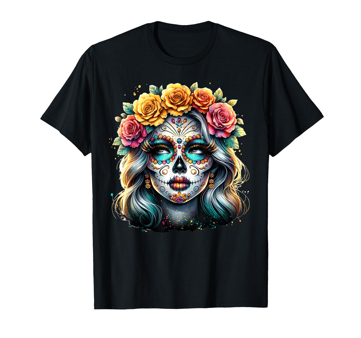 Dia De Los Muertos Rose Flower Woman Catrina Day Of The Dead T-Shirt
