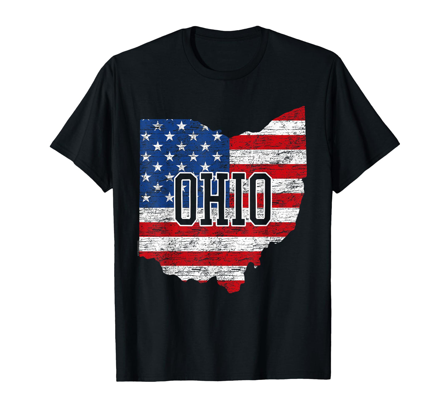 Buckeye American Flag Ohio Home State Vintage Map Patriotic T-Shirt