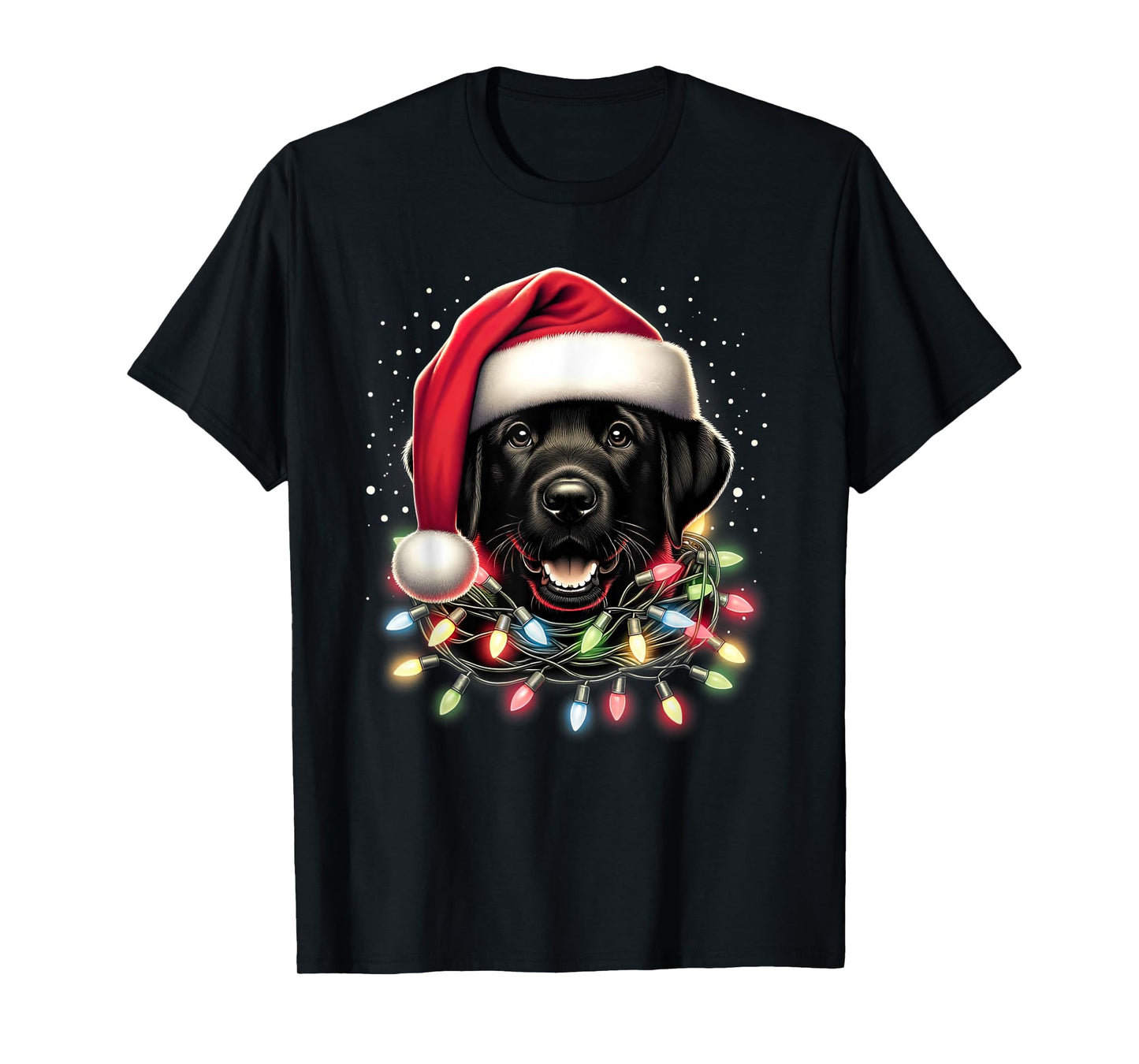 Black Lab Labrador Christmas Tree Light Pajama Dog Xmas T-Shirt