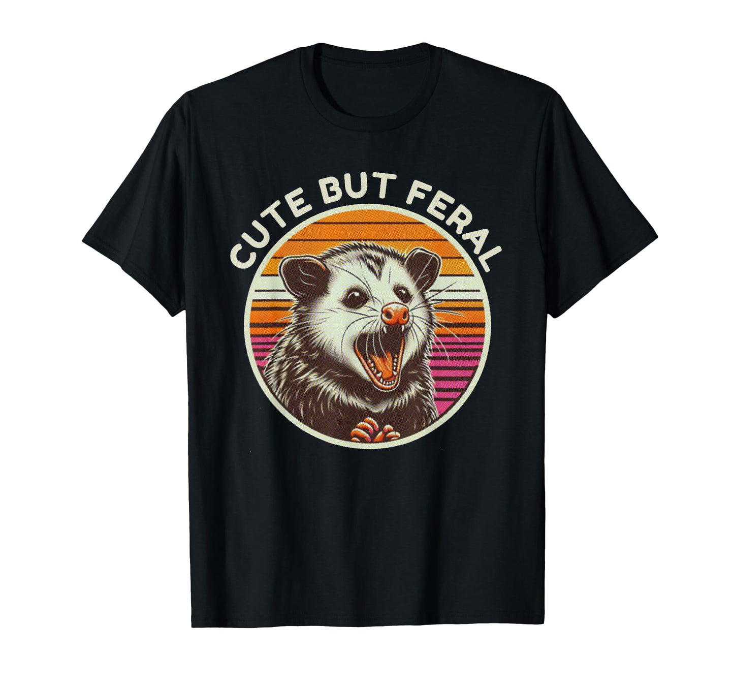 Retro Cute But Feral Opossum Funny T-Shirt
