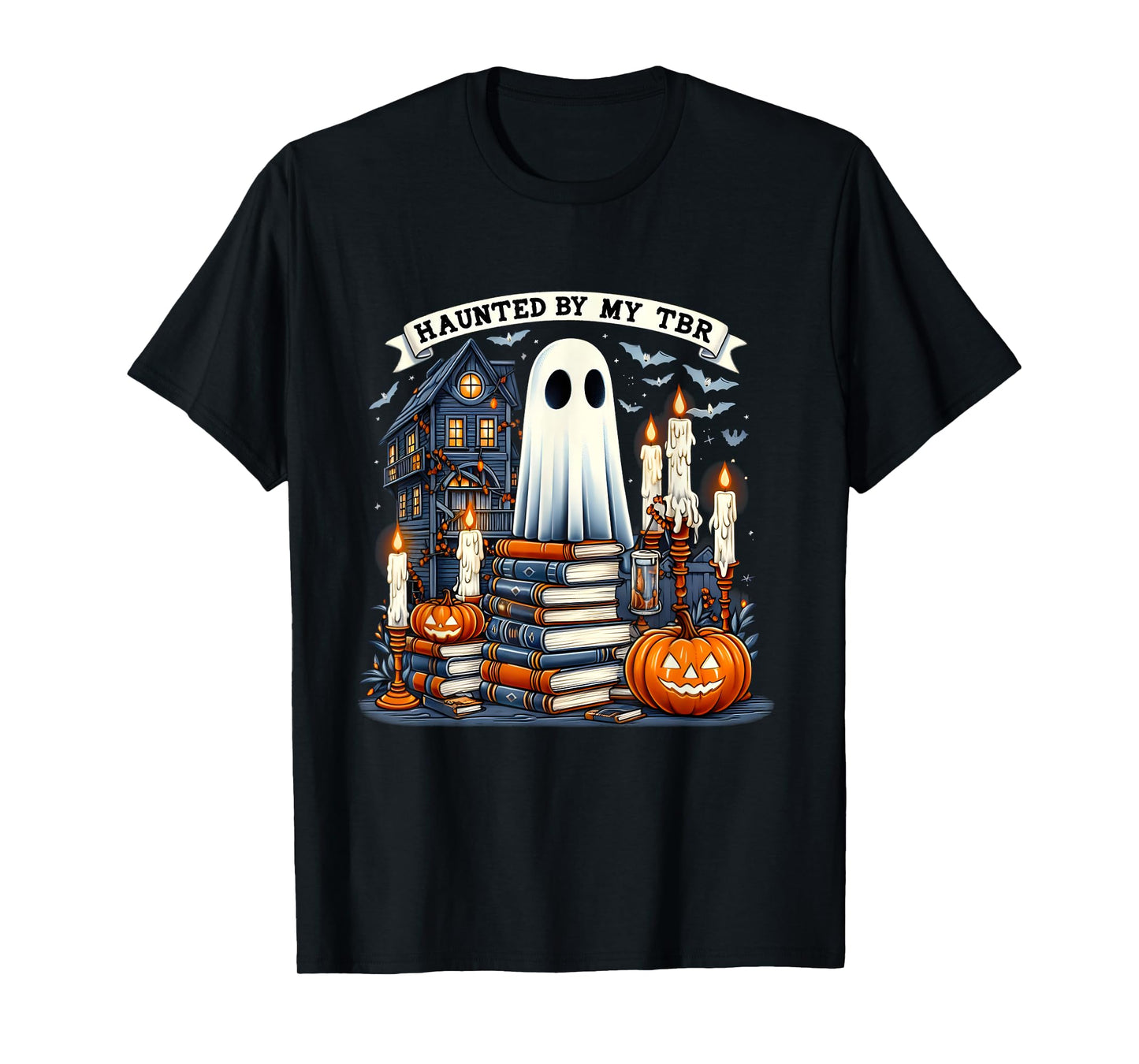 Retro Haunted by My TBR Halloween Book Readers Book Lovers T-Shirt