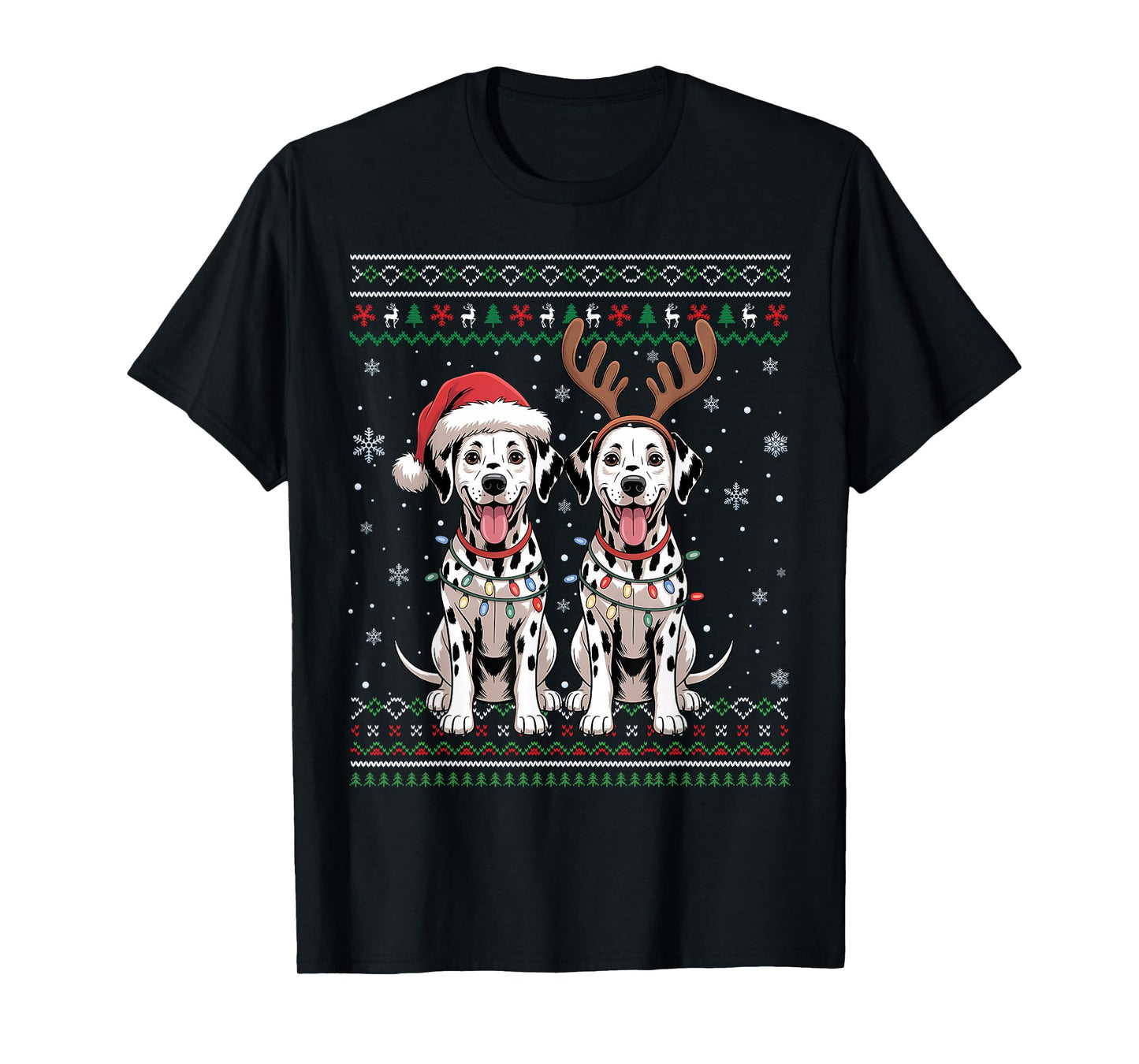 Ugly Dalmatian Dog Xmas Santa Matching Christmas Sweater T-Shirt