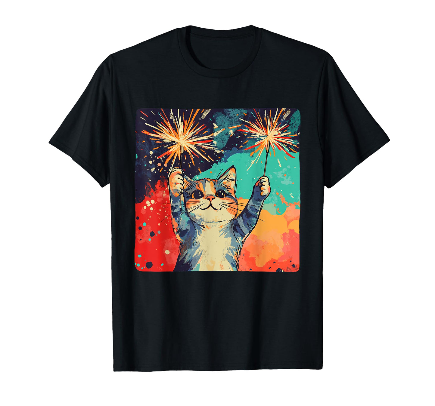 Cute celebrating Cat for Happy New Year Lovers T-Shirt