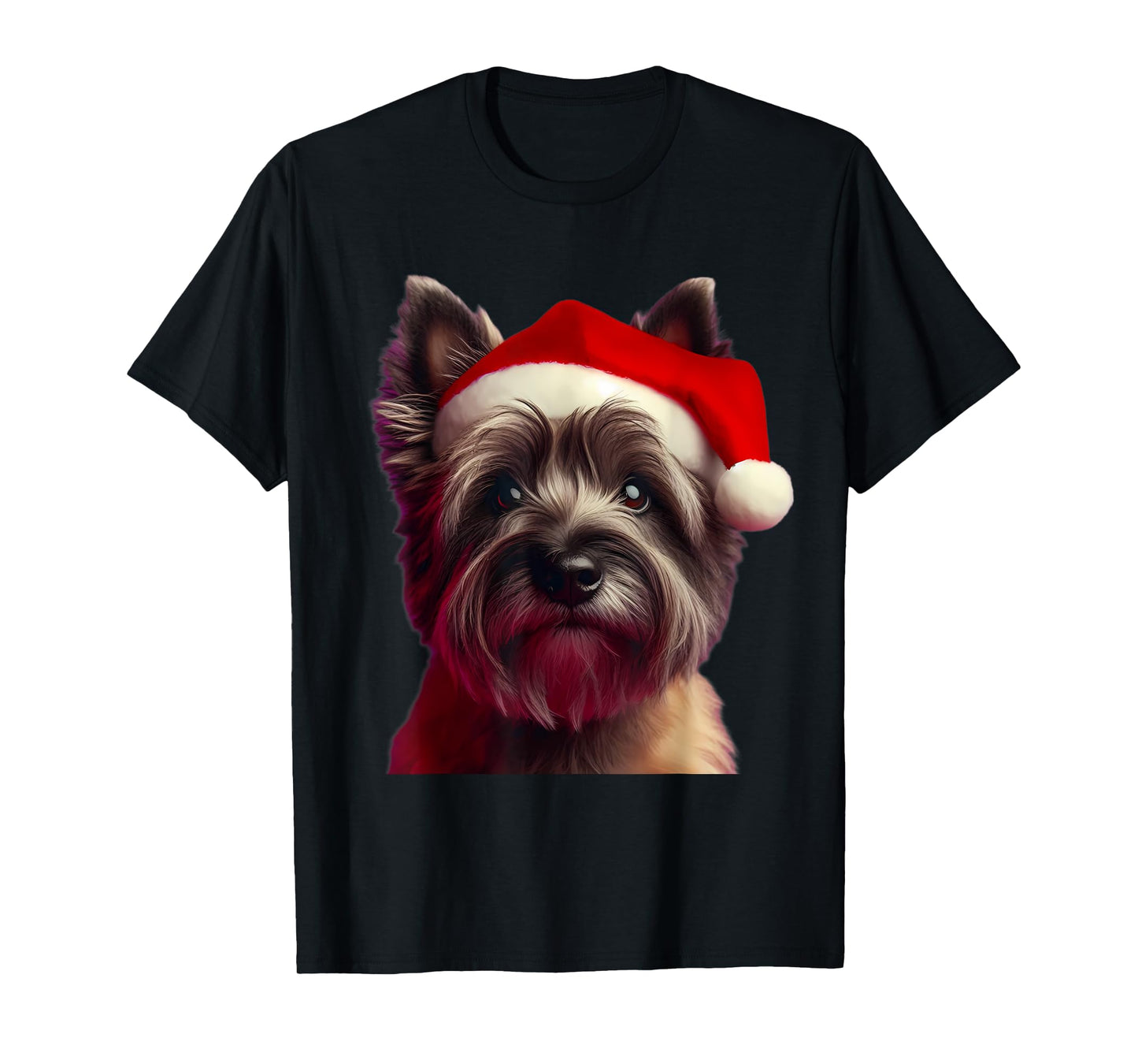 Cairn Terrier With Santa Hat Christmas Dog Owner Lover Mom T-Shirt for Men Women Kids