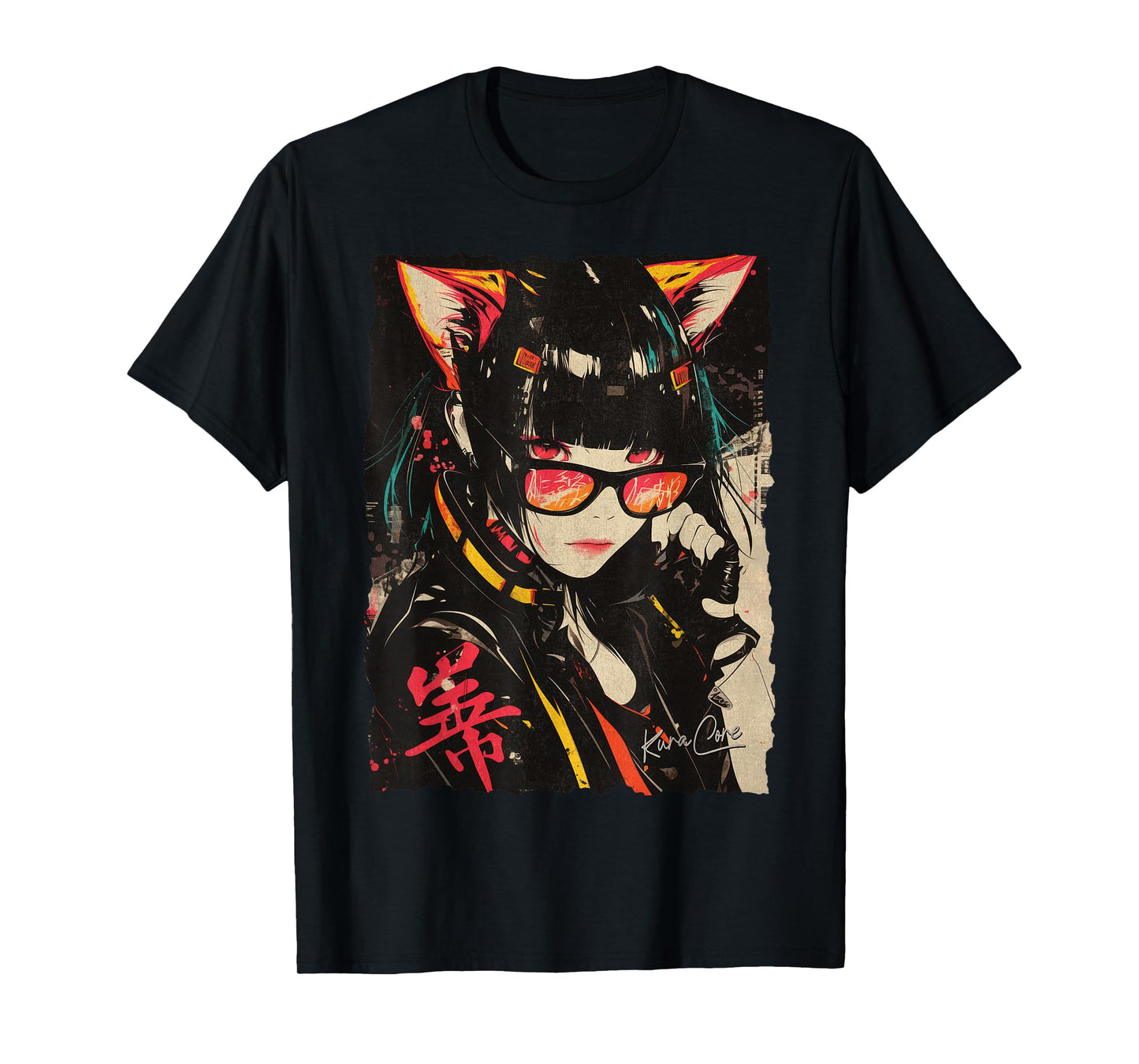 Japanese Streetwear Cyberpunk Y2K Techwear Neko Manga Anime T-Shirt
