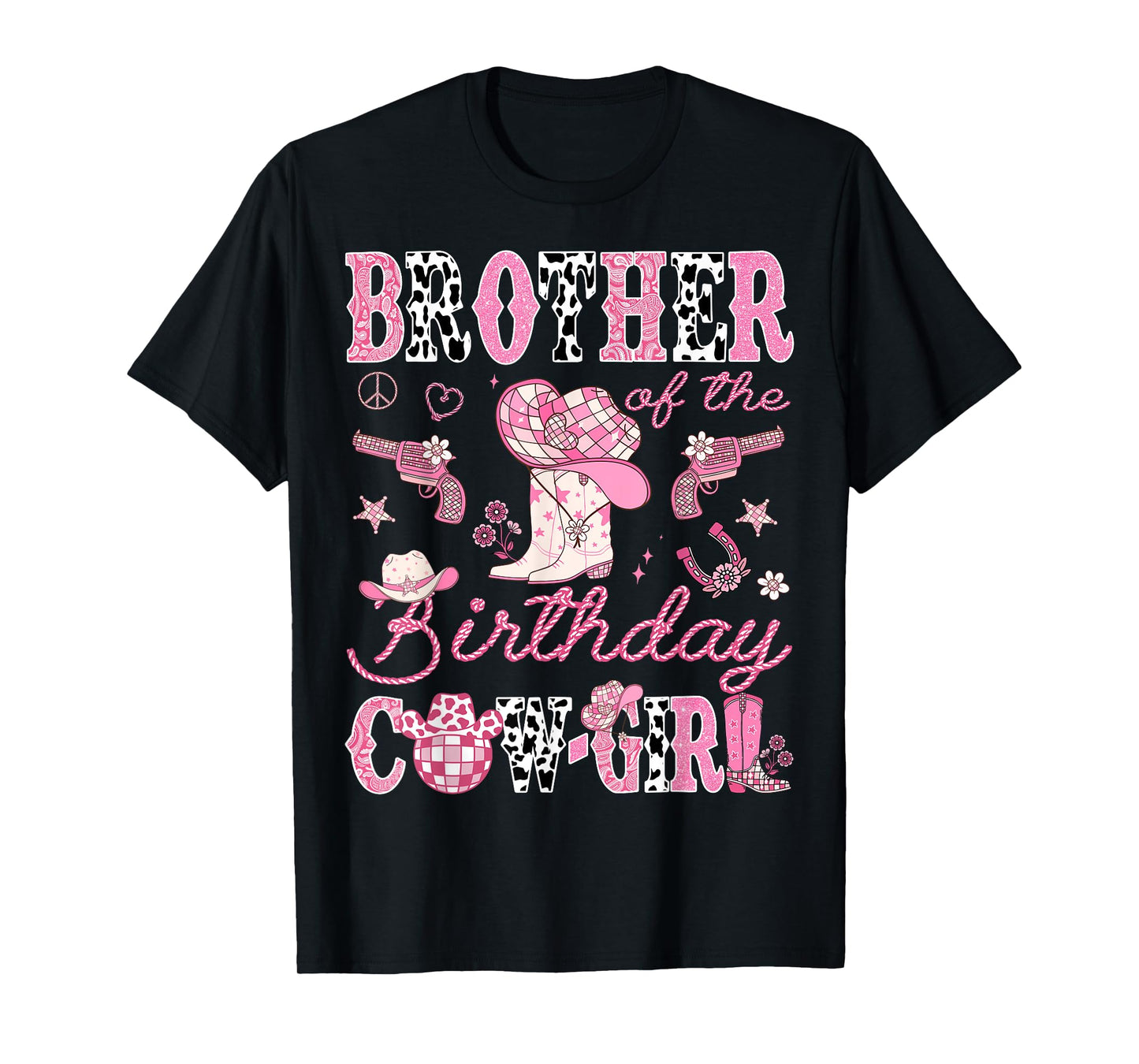 Brother Of The Birthday CowGirl Pink Disco Rodeo Brother T-Shirt
