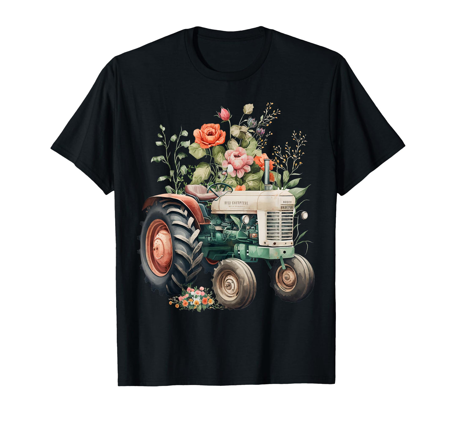 Floral Tractor Farm Graphic Tee For Women Girls T-Shirt