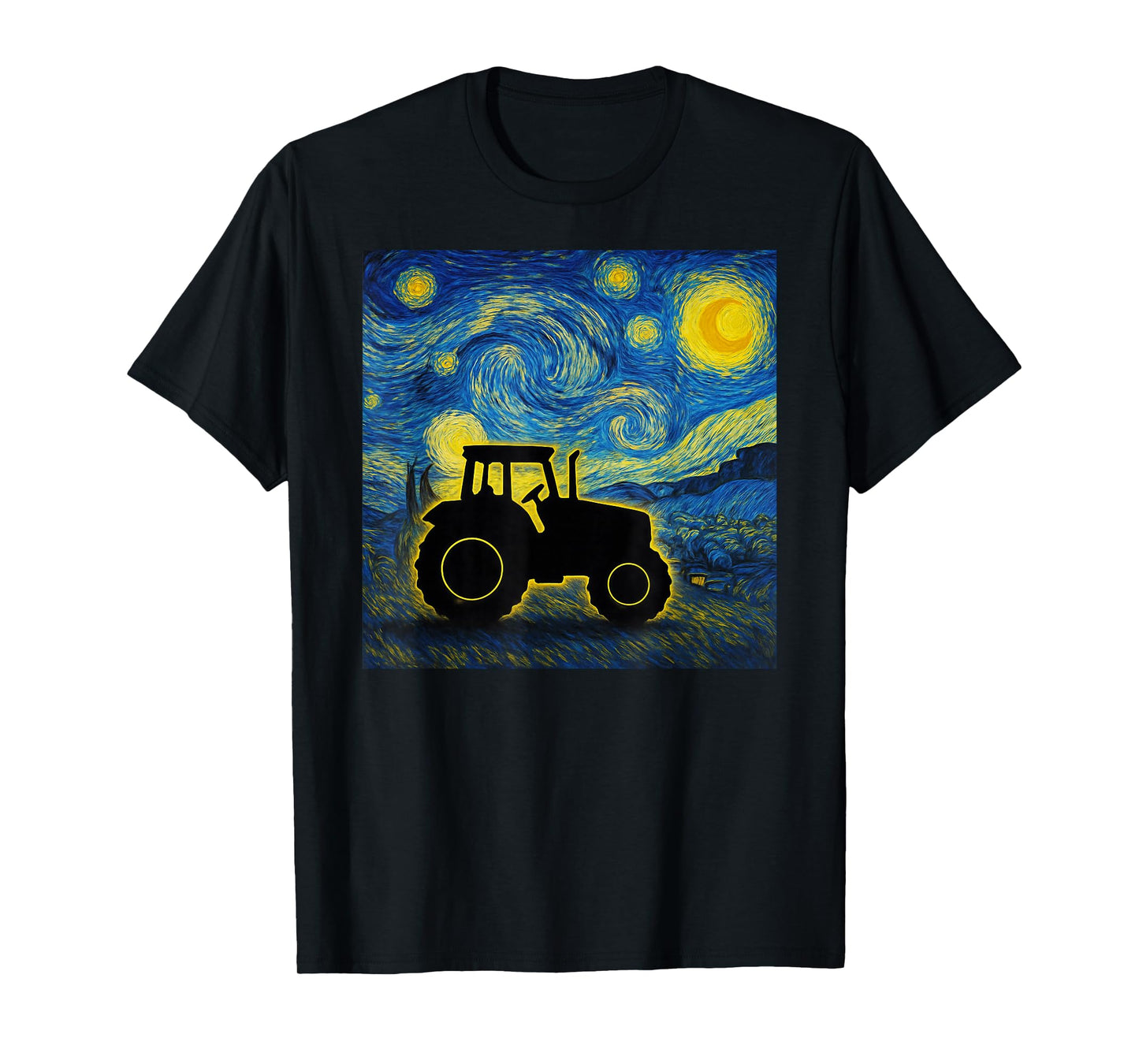 Van Gogh Starry Night Tractor Vehicle for Farmers T-Shirt