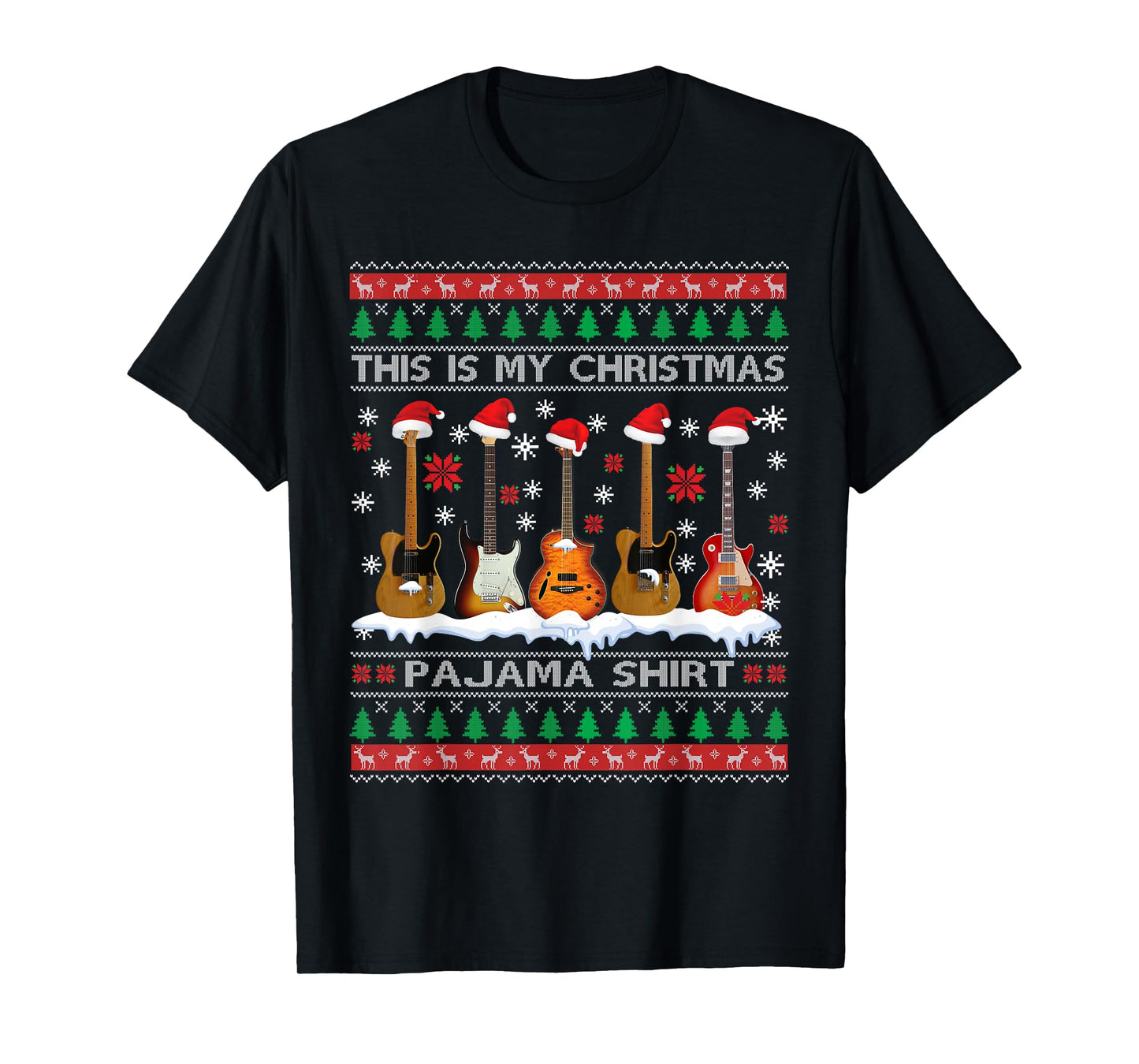This Is My Christmas Pajama Shirt Guitar Ugly Xmas Sweater T-Shirt