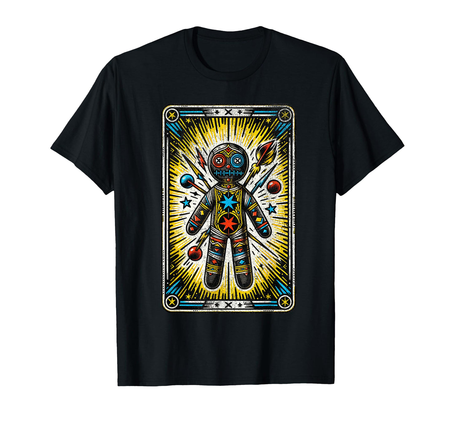 Vintage Voodoo Doll Tarot Card Cajun Creole Retro Magic T-Shirt