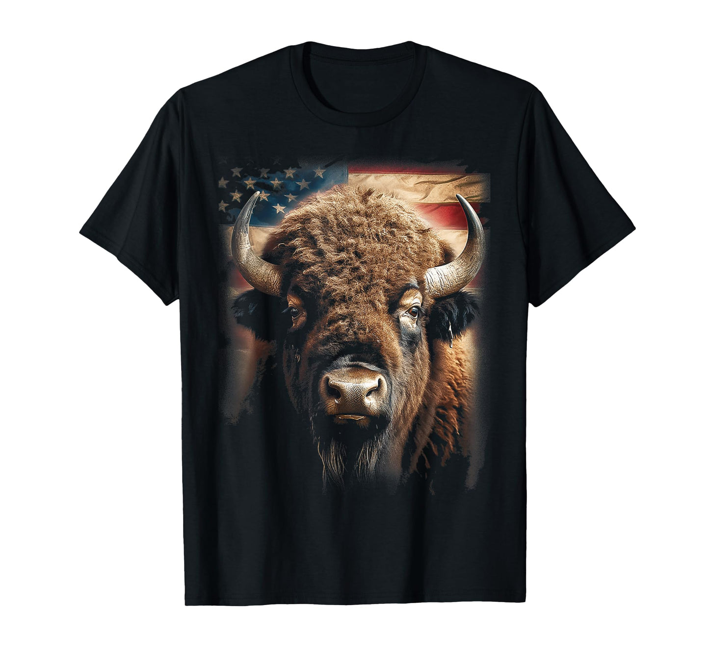 Western Buffalo American Bison USA Buffalo American flag Women Kids Men T-Shirt