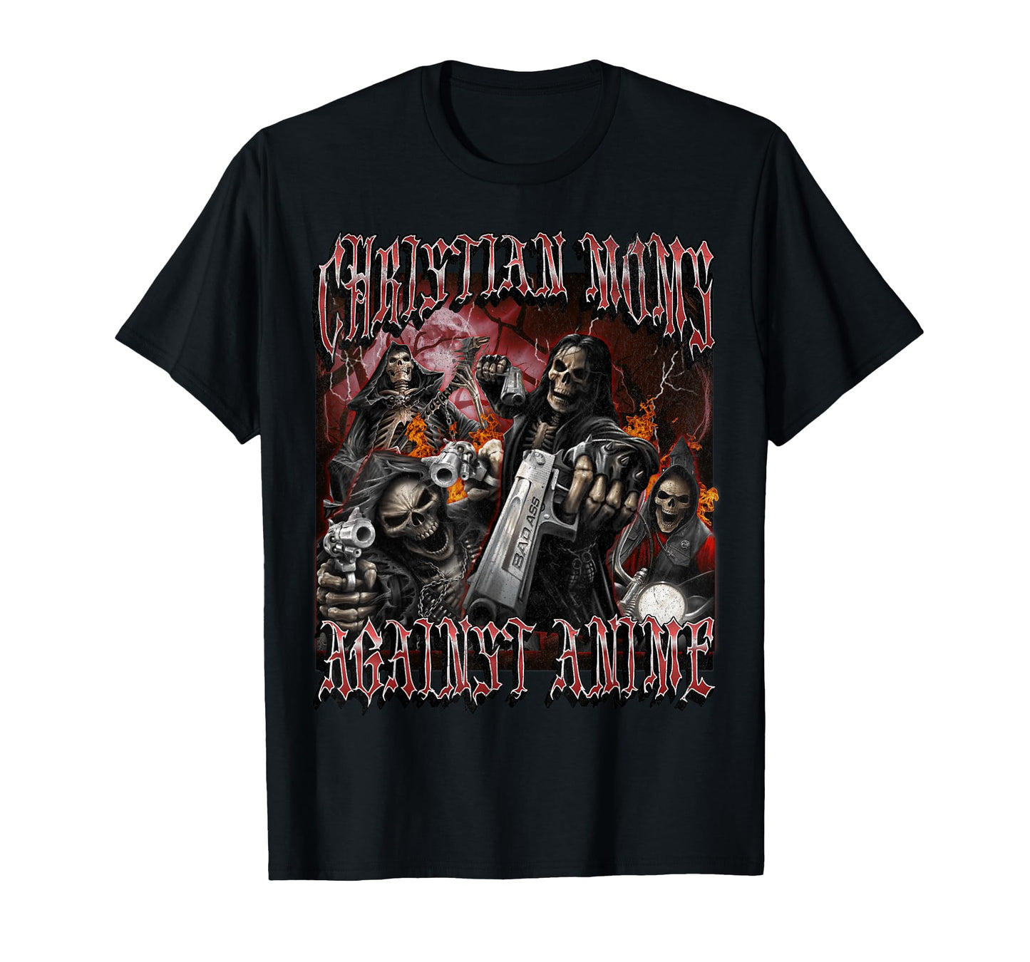 Christian Moms Against Anime Funny Hard Skeleton Bootleg T-Shirt