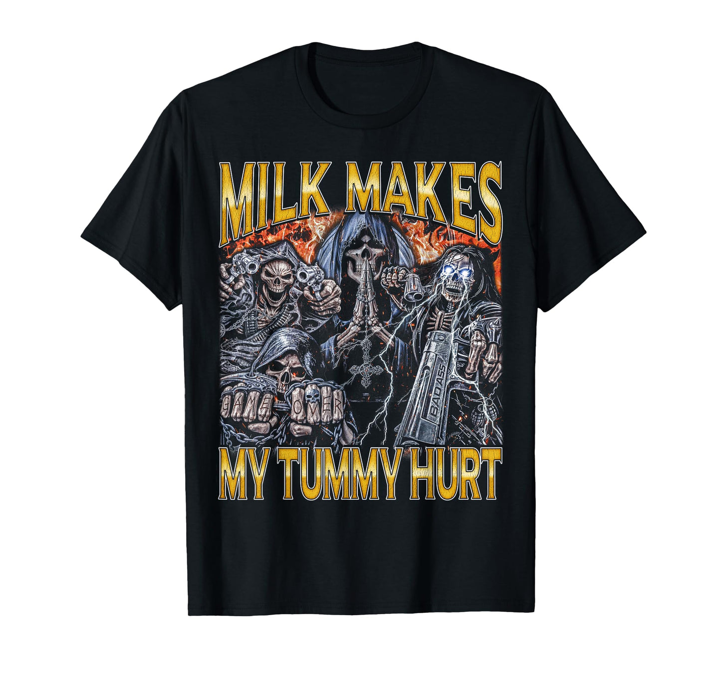 Milk Lactose - Edgy Skeleton Bootleg Cool Hard Skeleton Meme T-Shirt