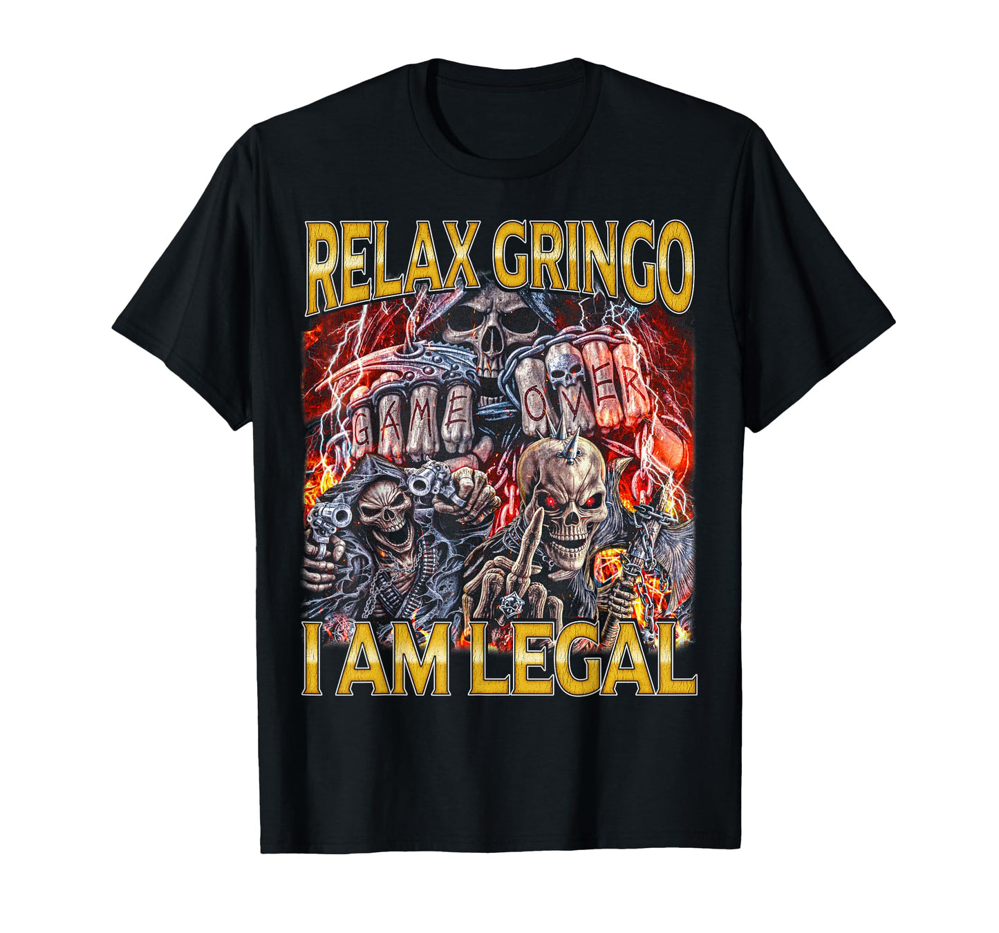Relax Gringo Edgy Skeleton Bootleg Hard Skeleton Meme T-Shirt