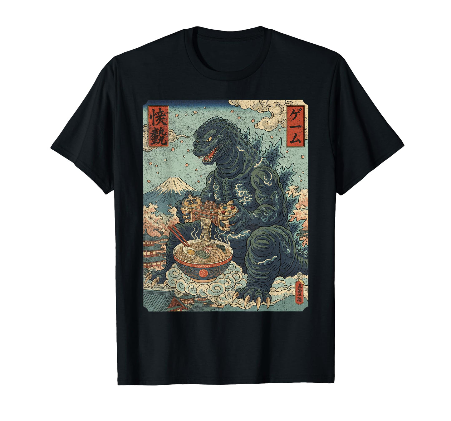 Funny Kaiju Gamer Ramen Video Game Japanese Anime T-Shirt